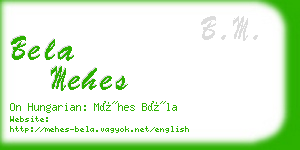 bela mehes business card